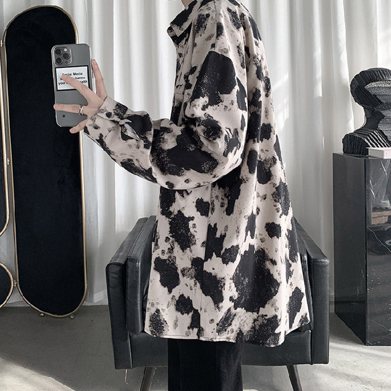 Tie Dye Cow Pattern Shirt Men