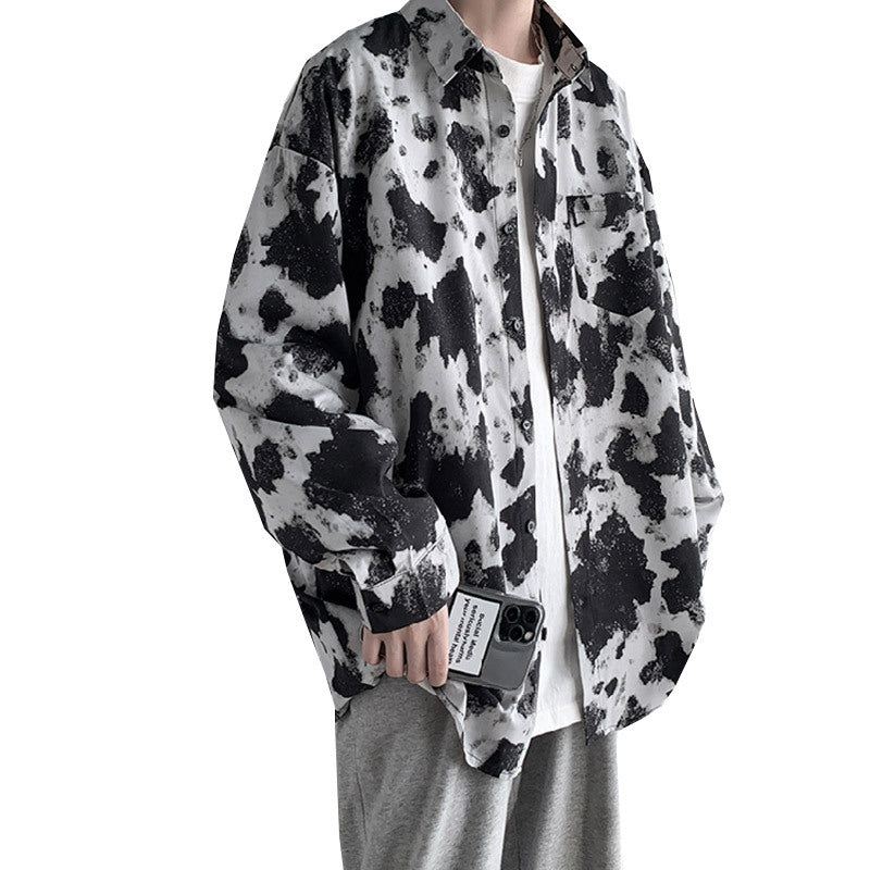 Tie Dye Cow Pattern Shirt Men
