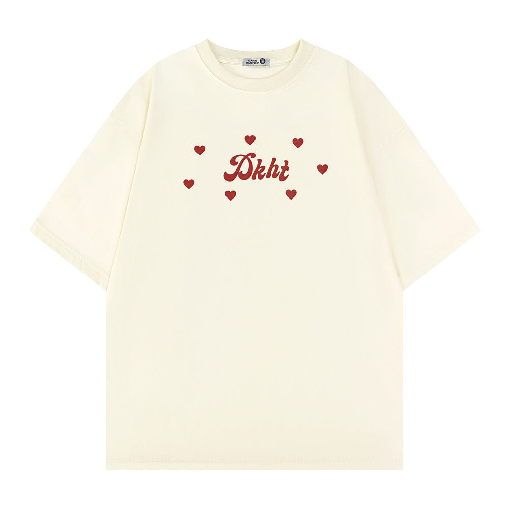 Fashion Letter Heart Printing T-shirt Men