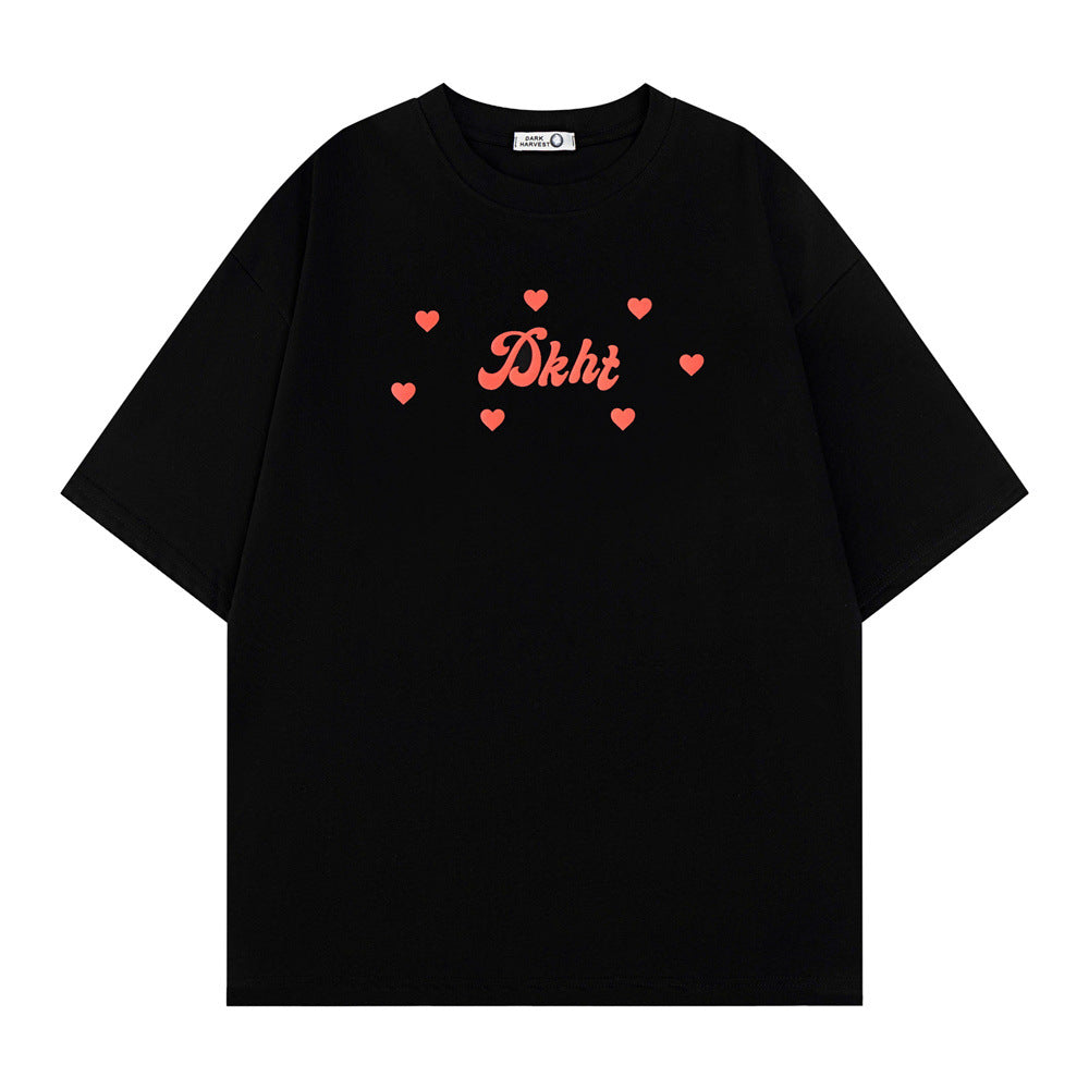 Fashion Letter Heart Printing T-shirt Men